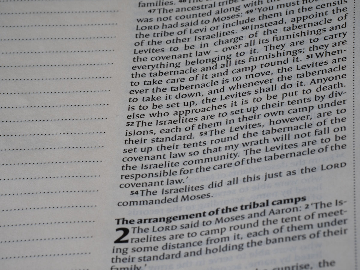 Bible page with printed text and numbers.