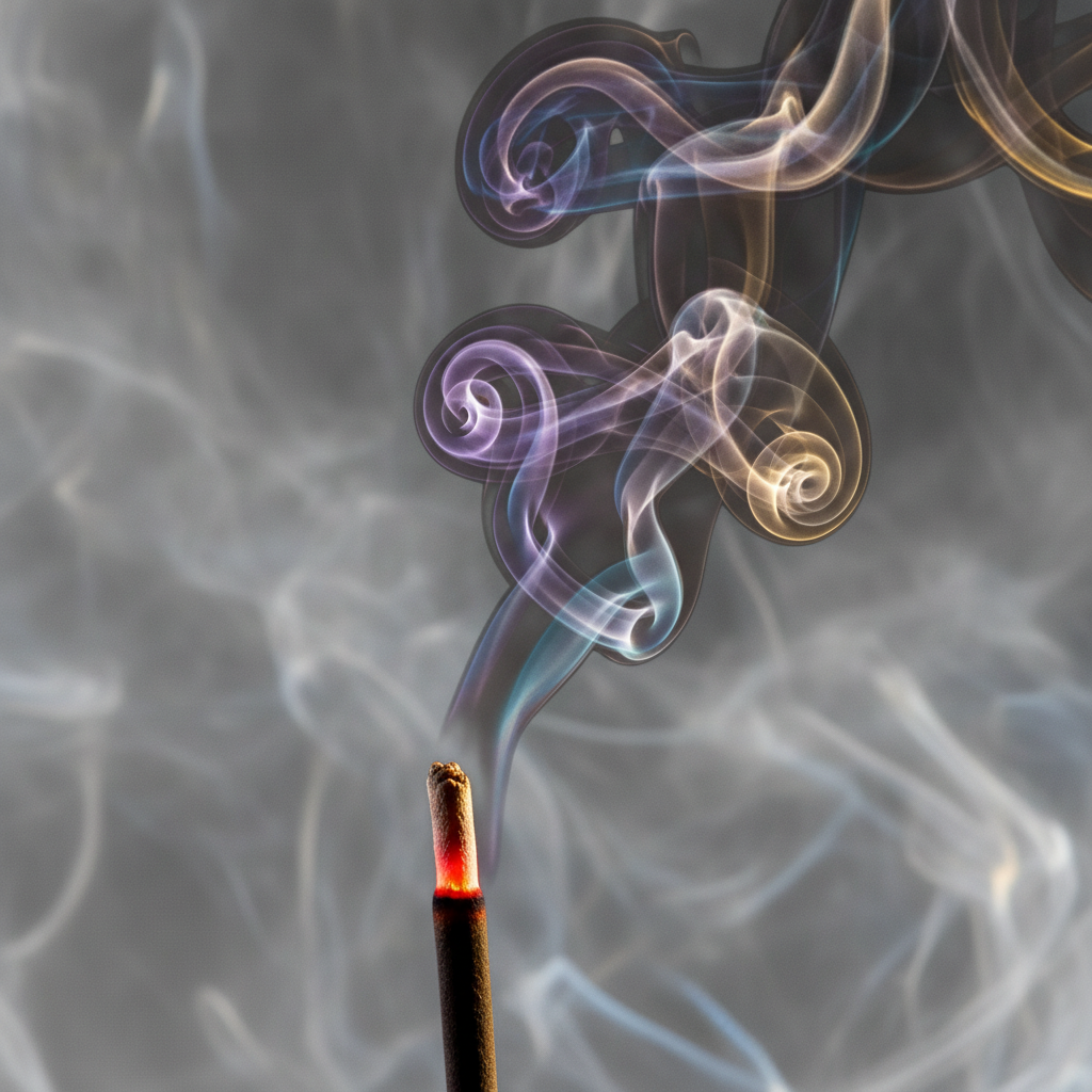 Incense Smoke Gray Background