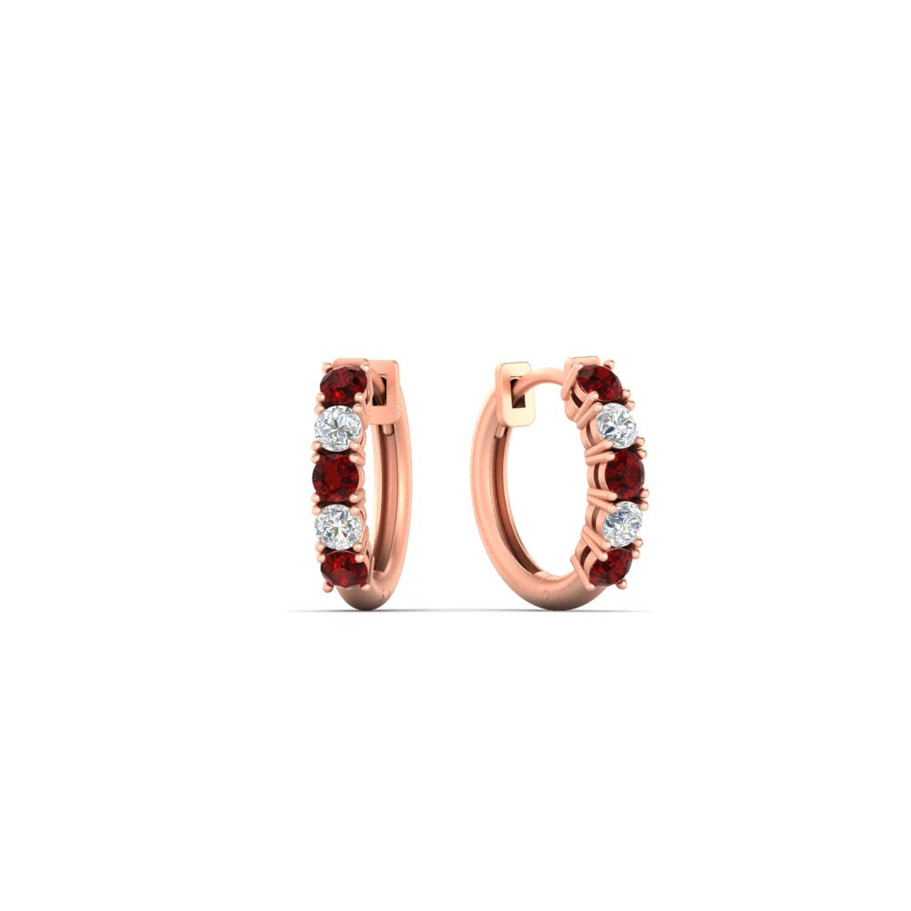 1/2 Carat Stunning Five Stone Huggie Hoops Earrings