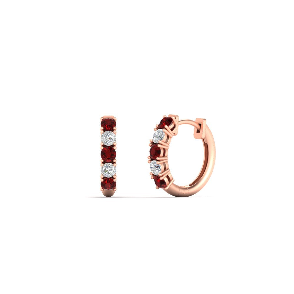 1/2 Carat Stunning Five Stone Huggie Hoops Earrings