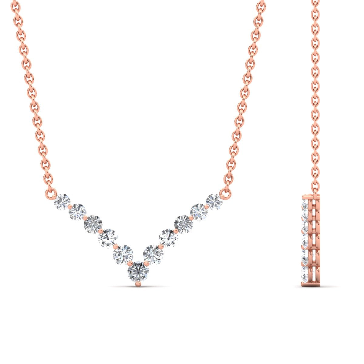 Round Graduated V-Necklace