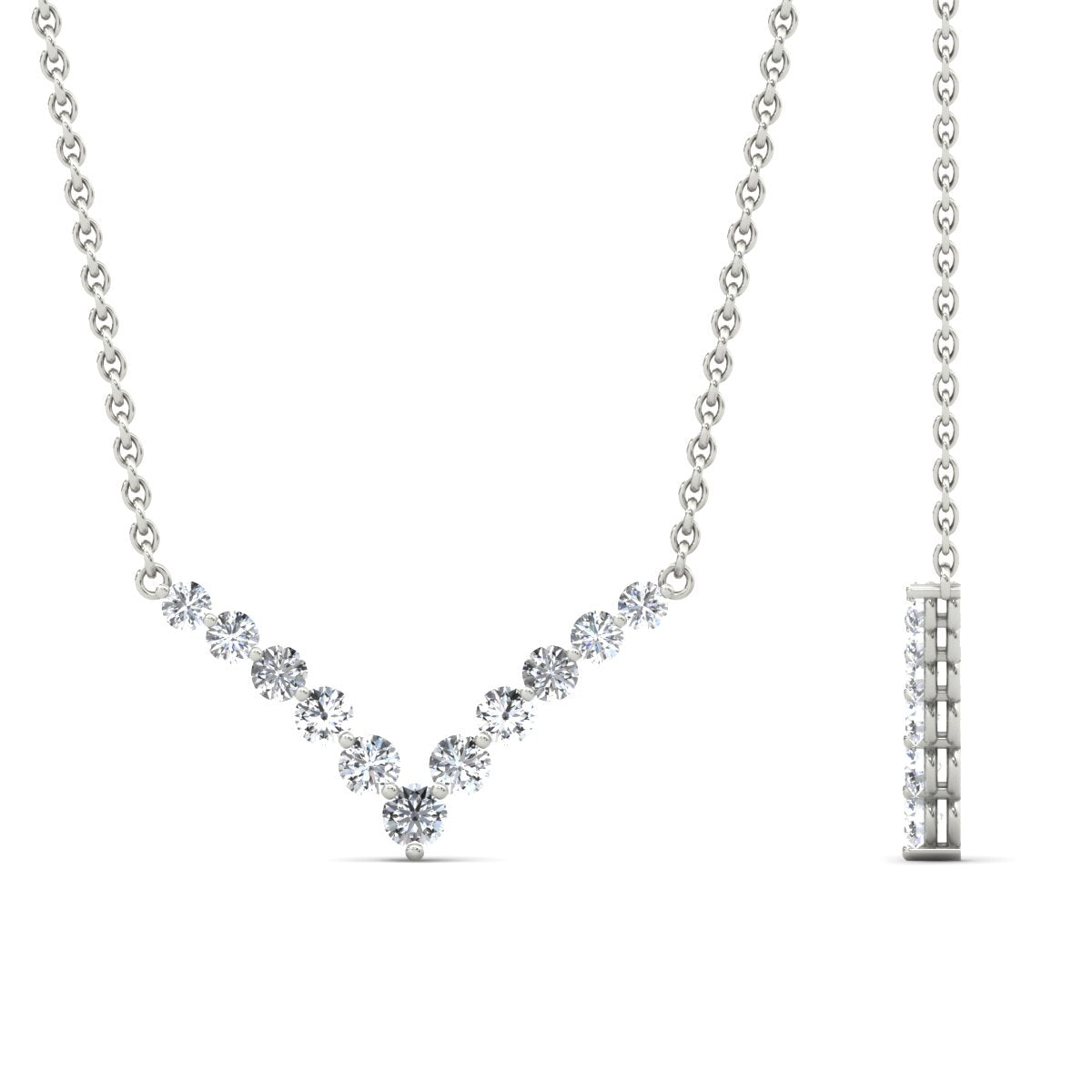 Round Graduated V-Necklace