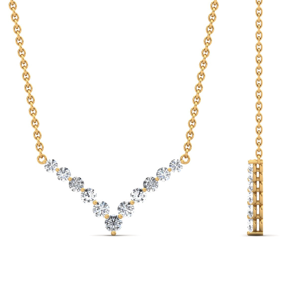 Round Graduated V-Necklace