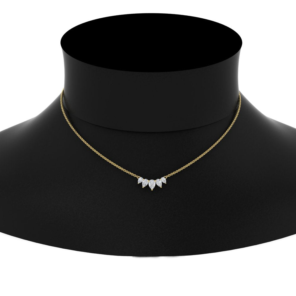 0.75 Carat 5 Stone Pear Shaped Diamond Necklace