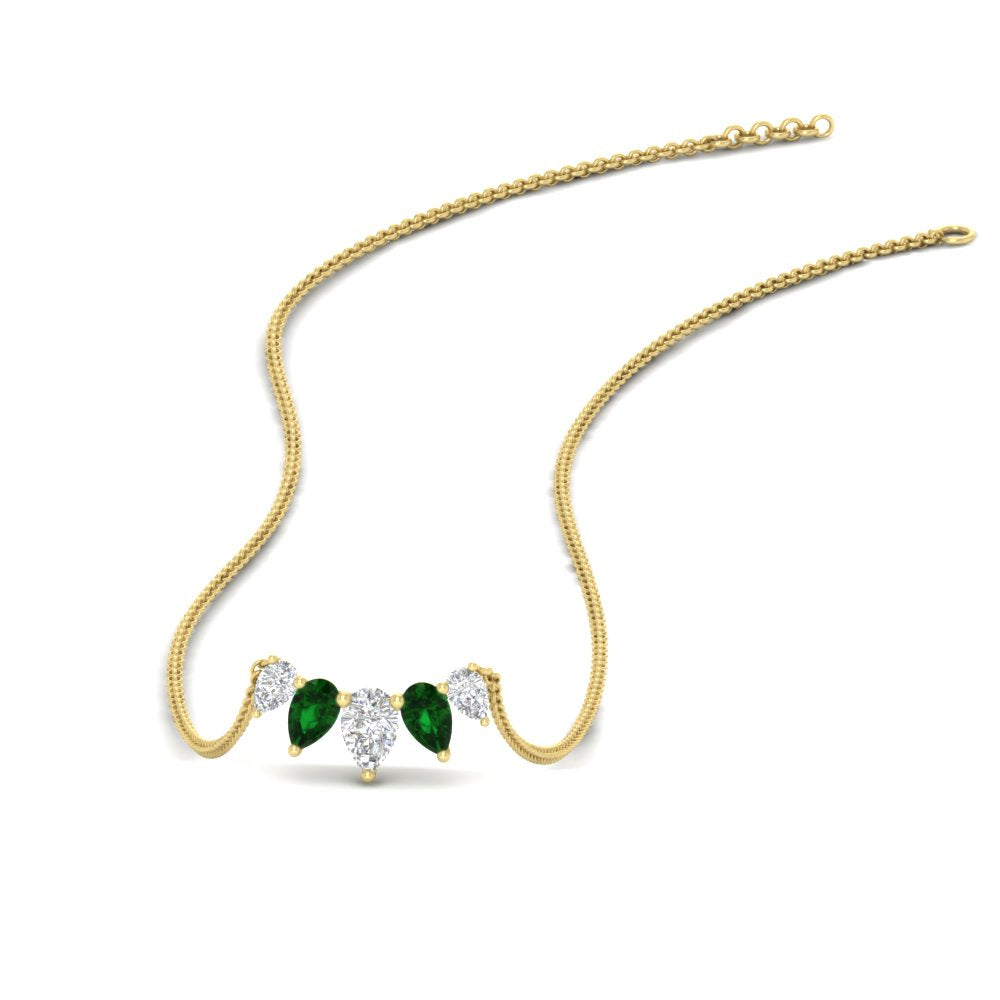 0.75 Carat 5 Stone Pear Shaped Diamond Necklace