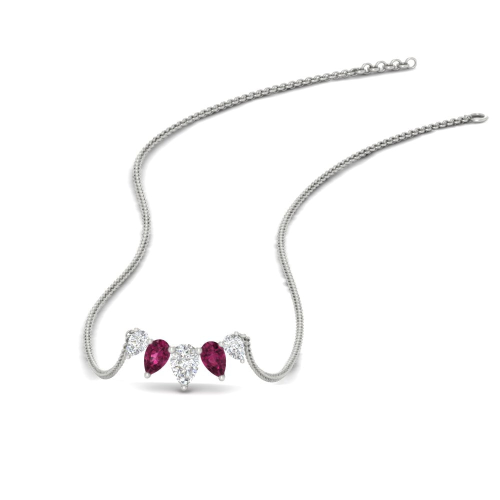 0.75 Carat 5 Stone Pear Shaped Diamond Necklace