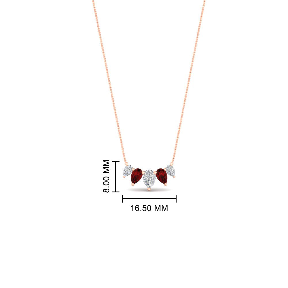 0.75 Carat 5 Stone Pear Shaped Diamond Necklace