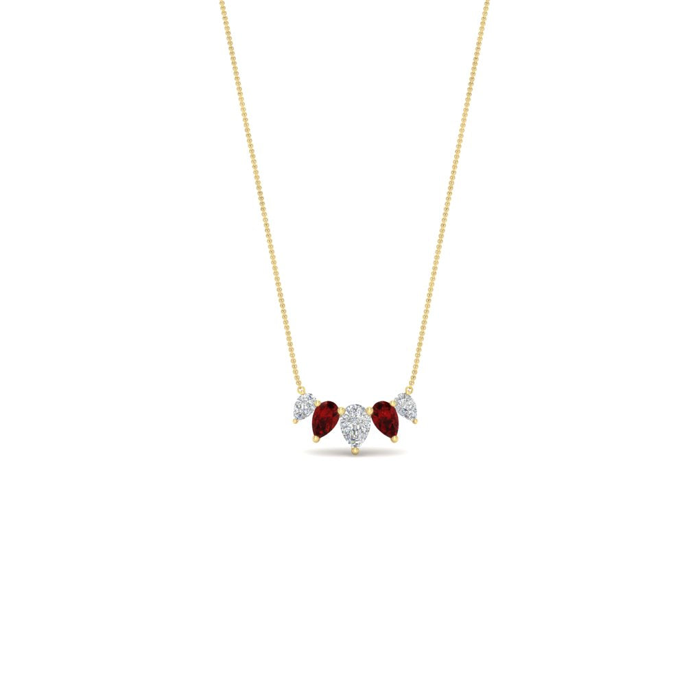 0.75 Carat 5 Stone Pear Shaped Diamond Necklace