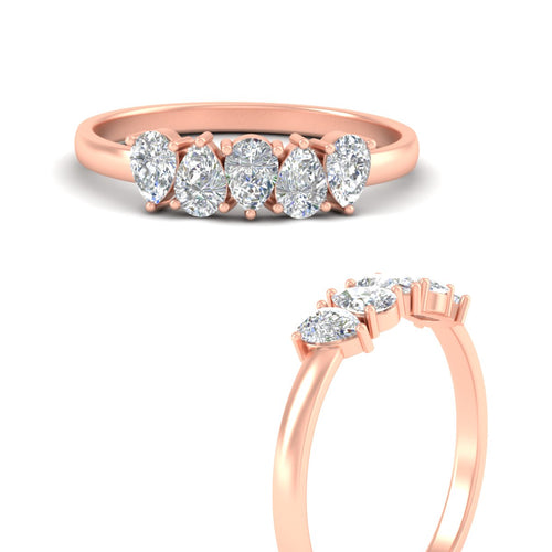 0.75 Carat 5 Stone Wedding Band Diamond Teardrop | women's band | Wiccan Center