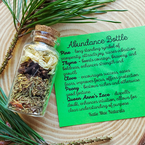 Abundance Spell Bottle, Intention Setting Herbs for Prosperity and Sucess | Apothecary | Wiccan Center