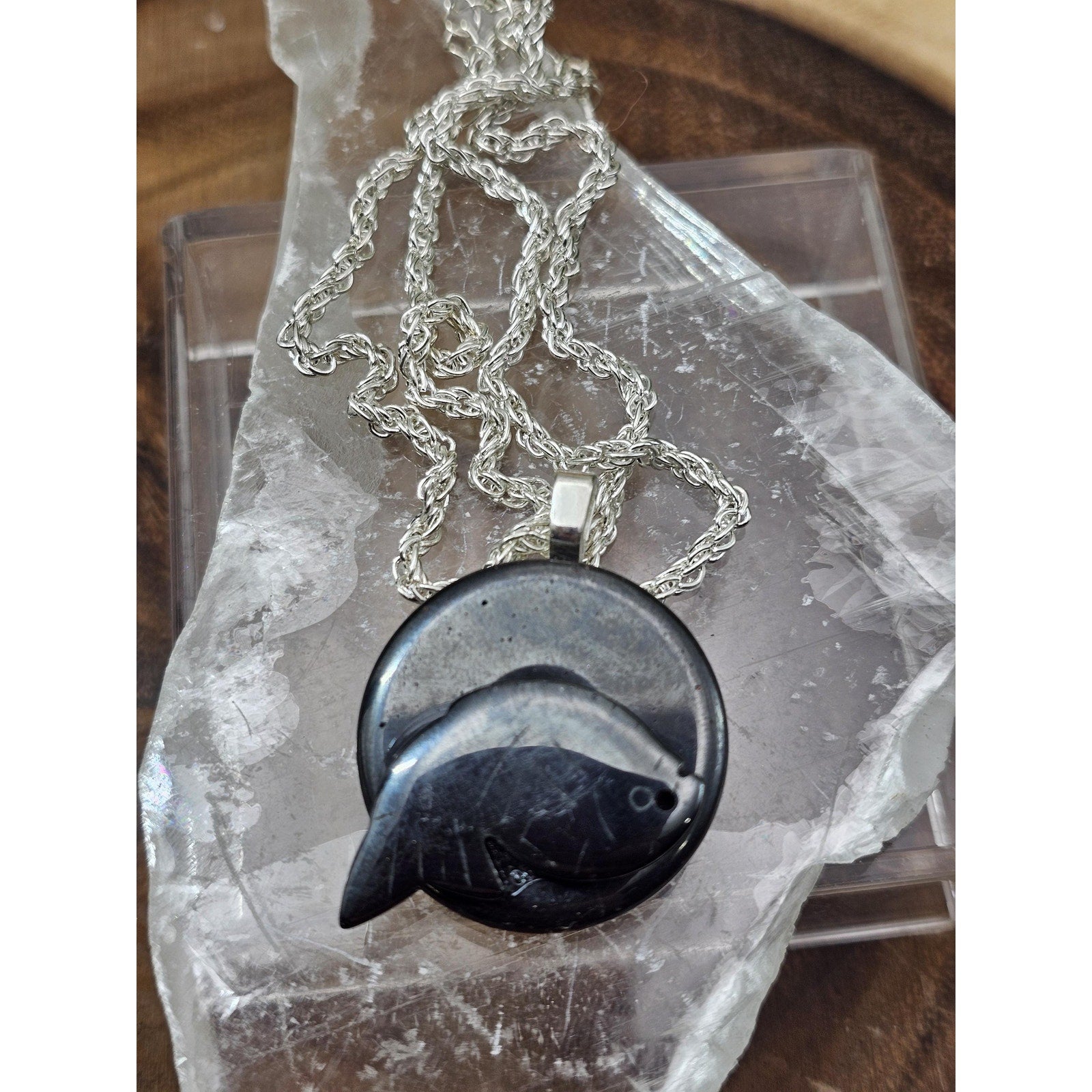 Pyrite pendant w/925 silver chain