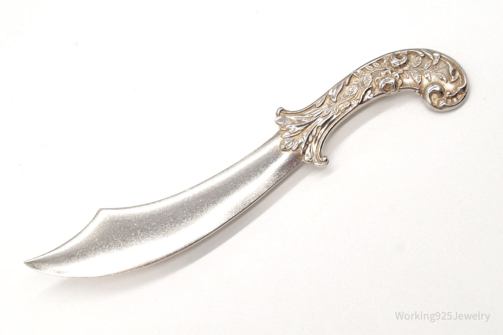 Large 1940s Victorian Revival Scimitar Sword Dagger Sterling Silver Pin Brooch | Jewelry > Brooches, Pins & Clips | Wiccan Center