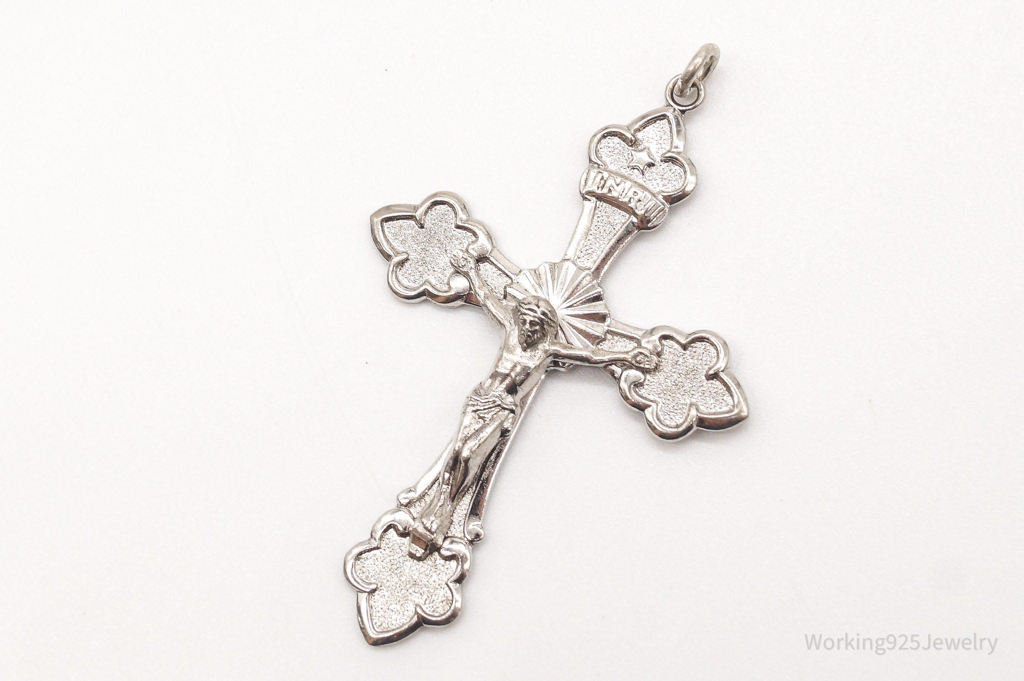 Large Antique INRI Crucifix Cross Sterling Silver Pendant | Jewelry > Necklaces > Pendants | Wiccan Center