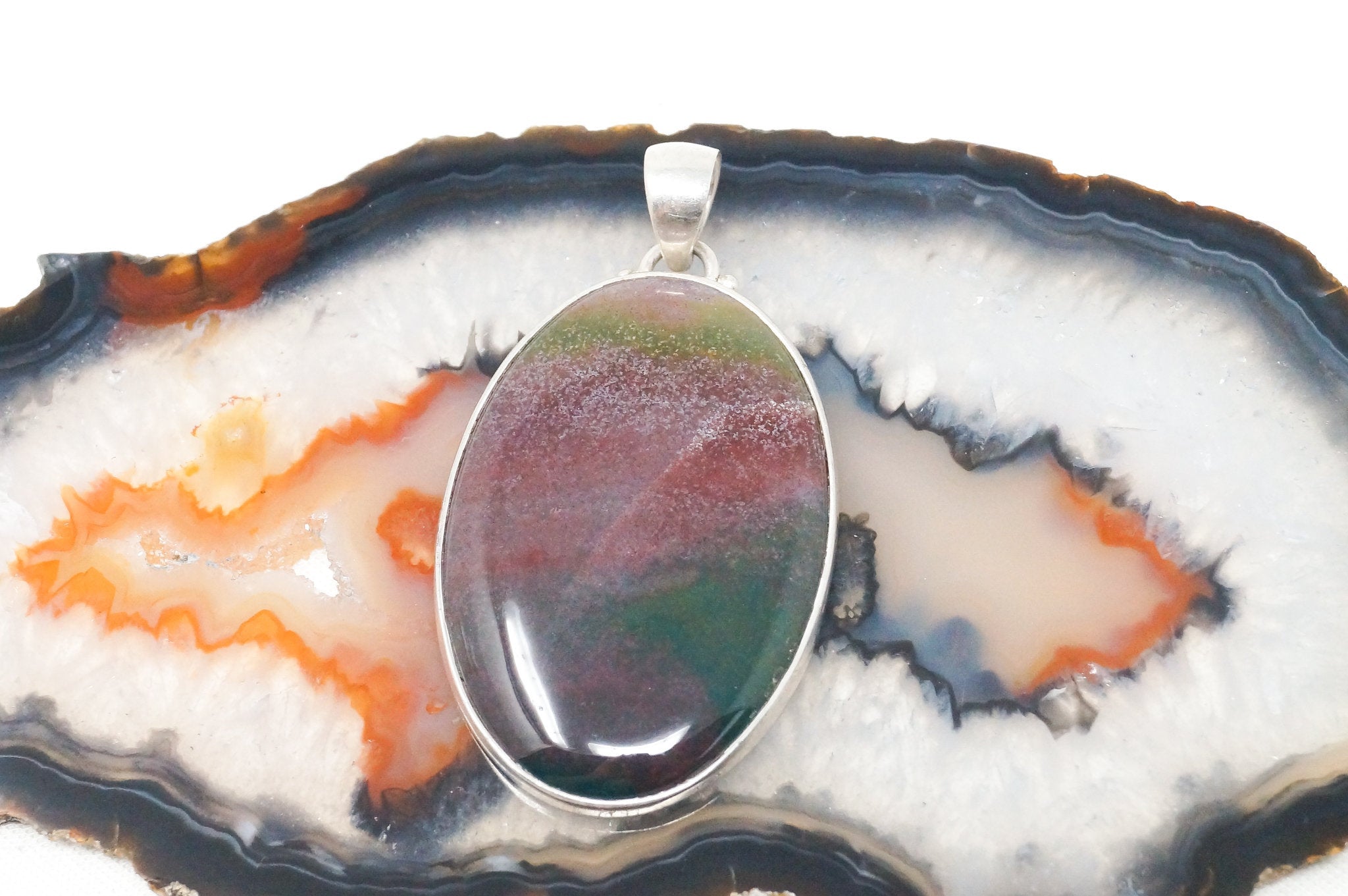Large Vintage Fluorite Southwest Sterling Silver Necklace Pendant | Jewelry > Necklaces > Pendants | Wiccan Center