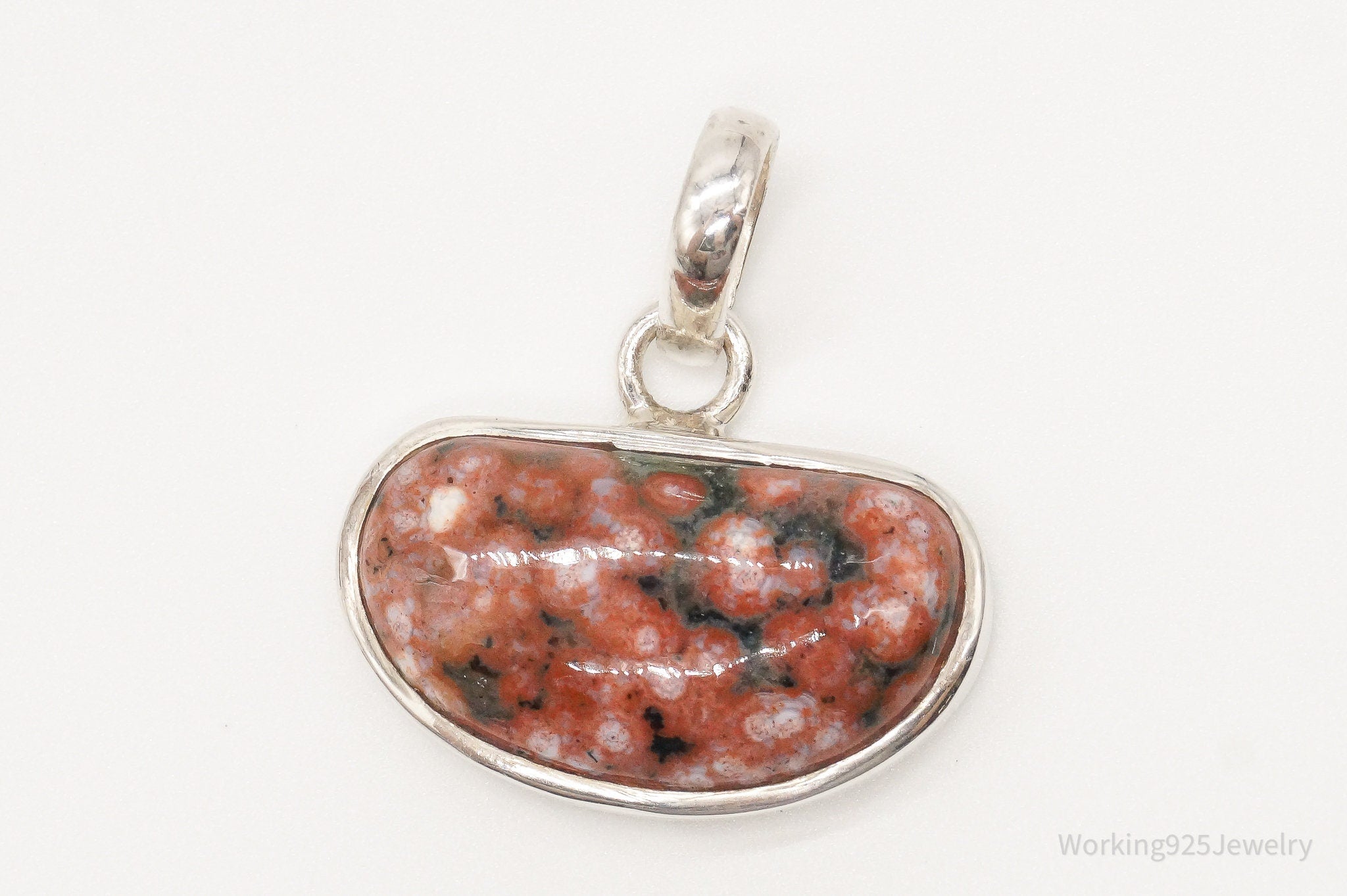 Vintage Designer SJ Large Jasper Sterling Silver Pendant | Jewelry > Necklaces > Pendants | Wiccan Center