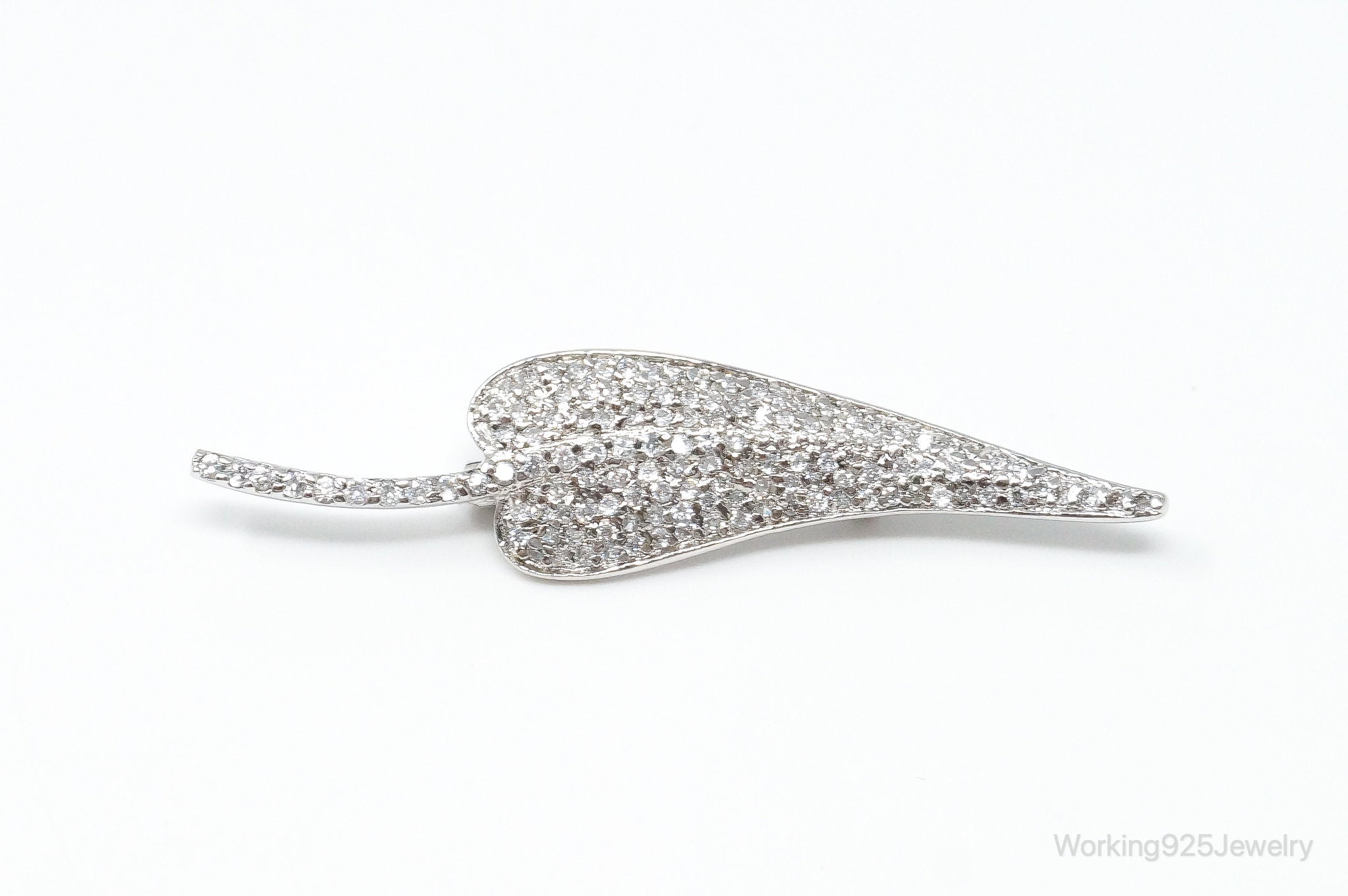 Vintage Cubic Zirconia Leaf Sterling Silver Brooch Pin | Jewelry > Brooches, Pins & Clips | Wiccan Center