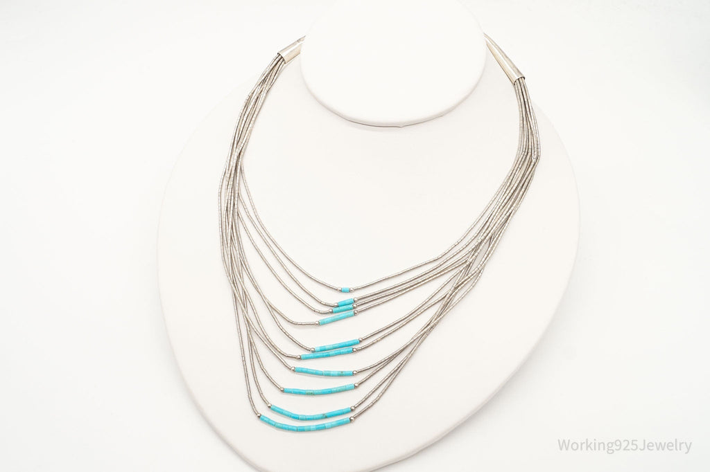 Vintage Native American Turquoise Silver Bead Necklace | Jewelry > Necklaces > Pendants | Wiccan Center
