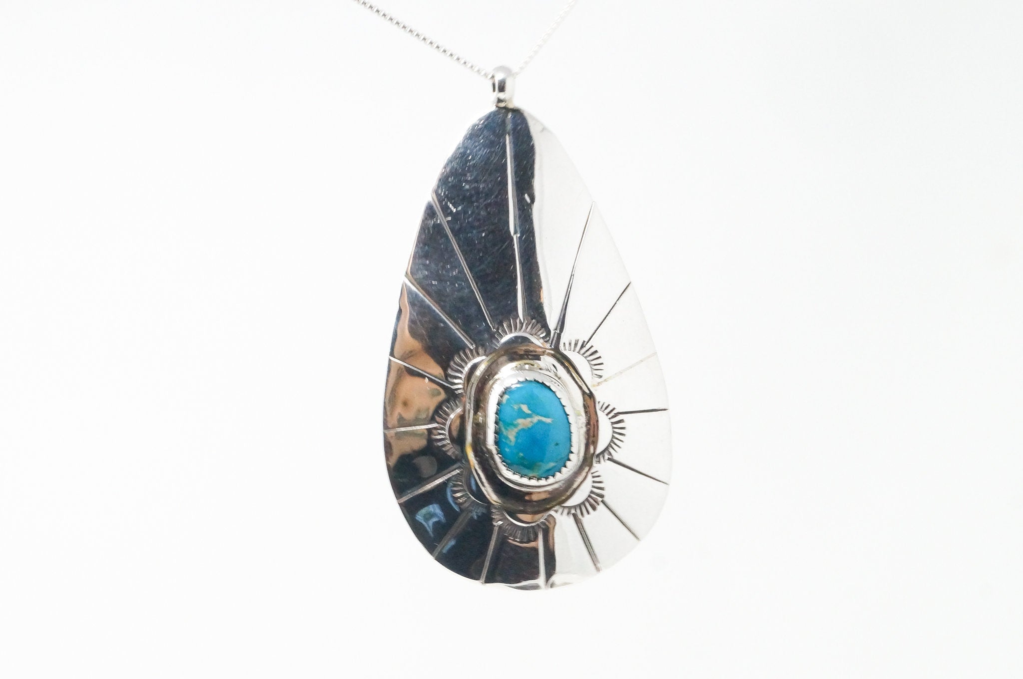 Vtg Native American Eddie Chee Turquoise Sterling Silver Necklace Pendant | Jewelry > Necklaces > Pendants | Wiccan Center