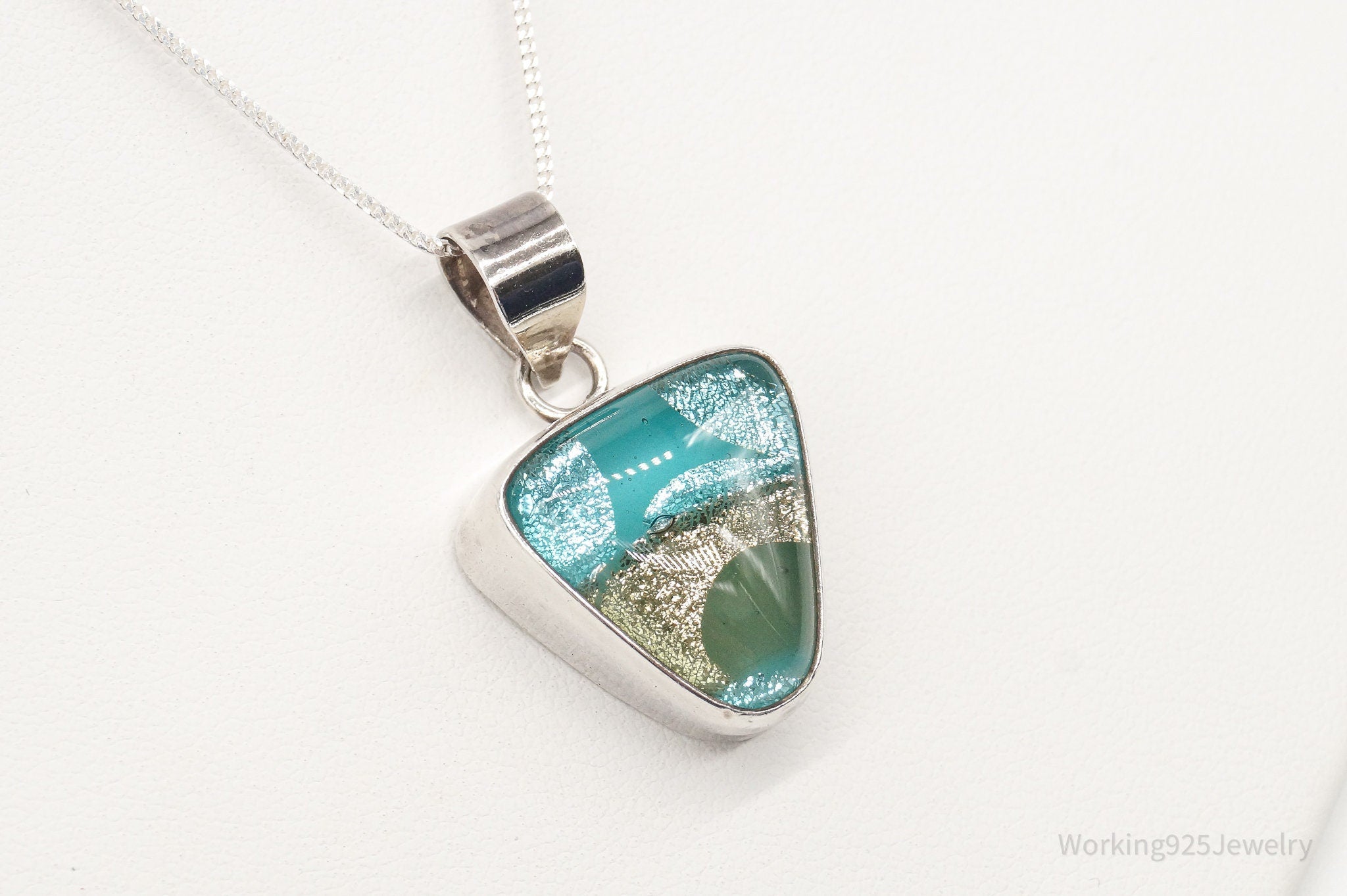Vintage Dichroic Glass Sterling Silver Necklace | Jewelry > Necklaces > Pendants | Wiccan Center