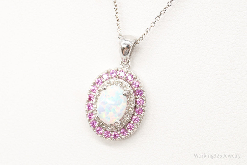 Opal Pink Topaz Cubic Zirconia Sterling Silver Necklace | Jewelry > Necklaces > Pendants | Wiccan Center