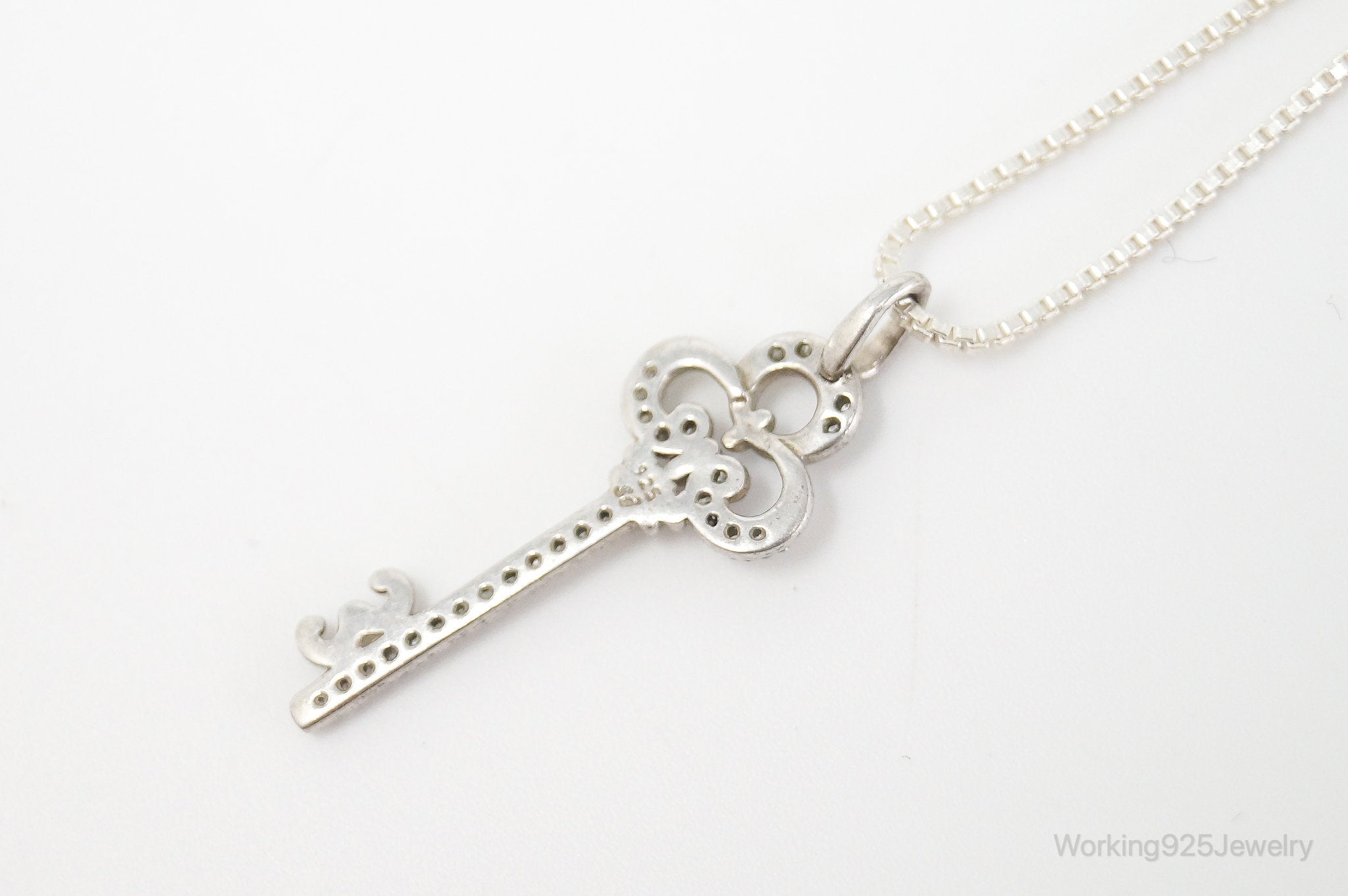 Large Designer Cubic Zirconia Key Sterling Silver Necklace | Jewelry > Necklaces > Pendants | Wiccan Center