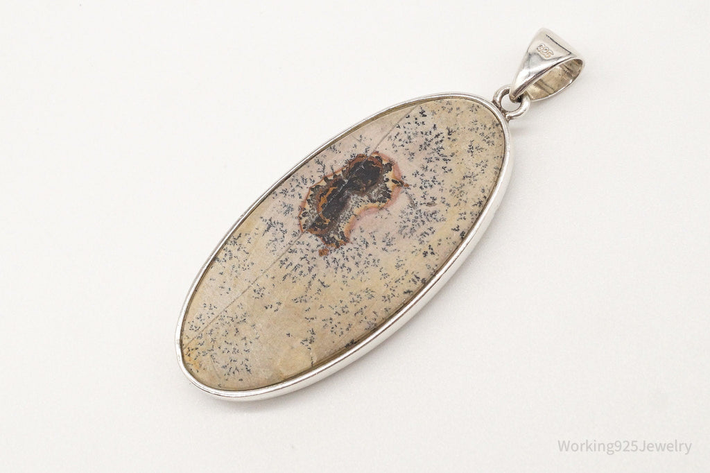 Vintage Long Dendrite Jasper Sterling Silver Pendant | Jewelry > Necklaces > Pendants | Wiccan Center