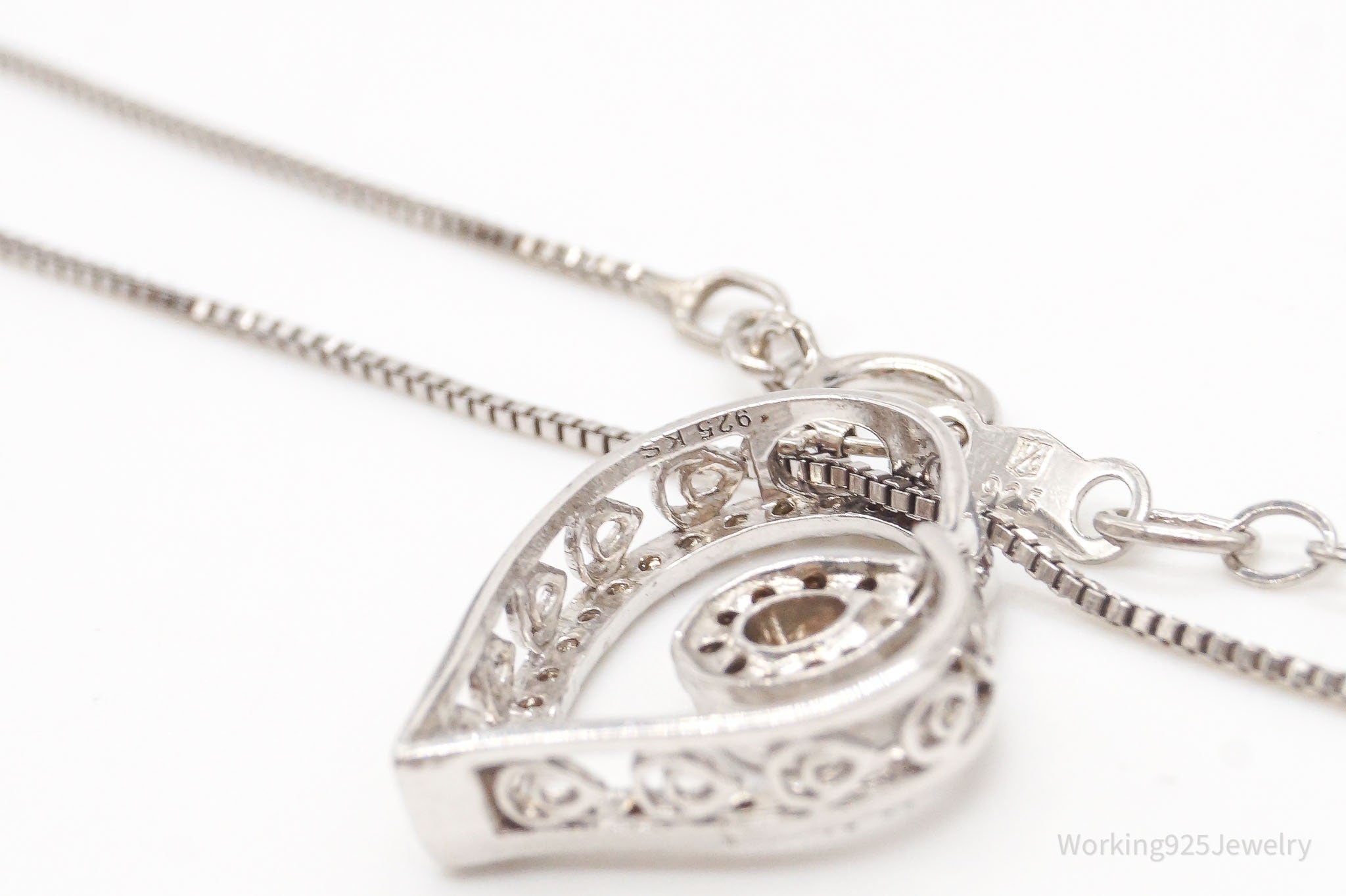 Vintage Diamond Heart Sterling Silver Necklace | Jewelry > Necklaces > Pendants | Wiccan Center