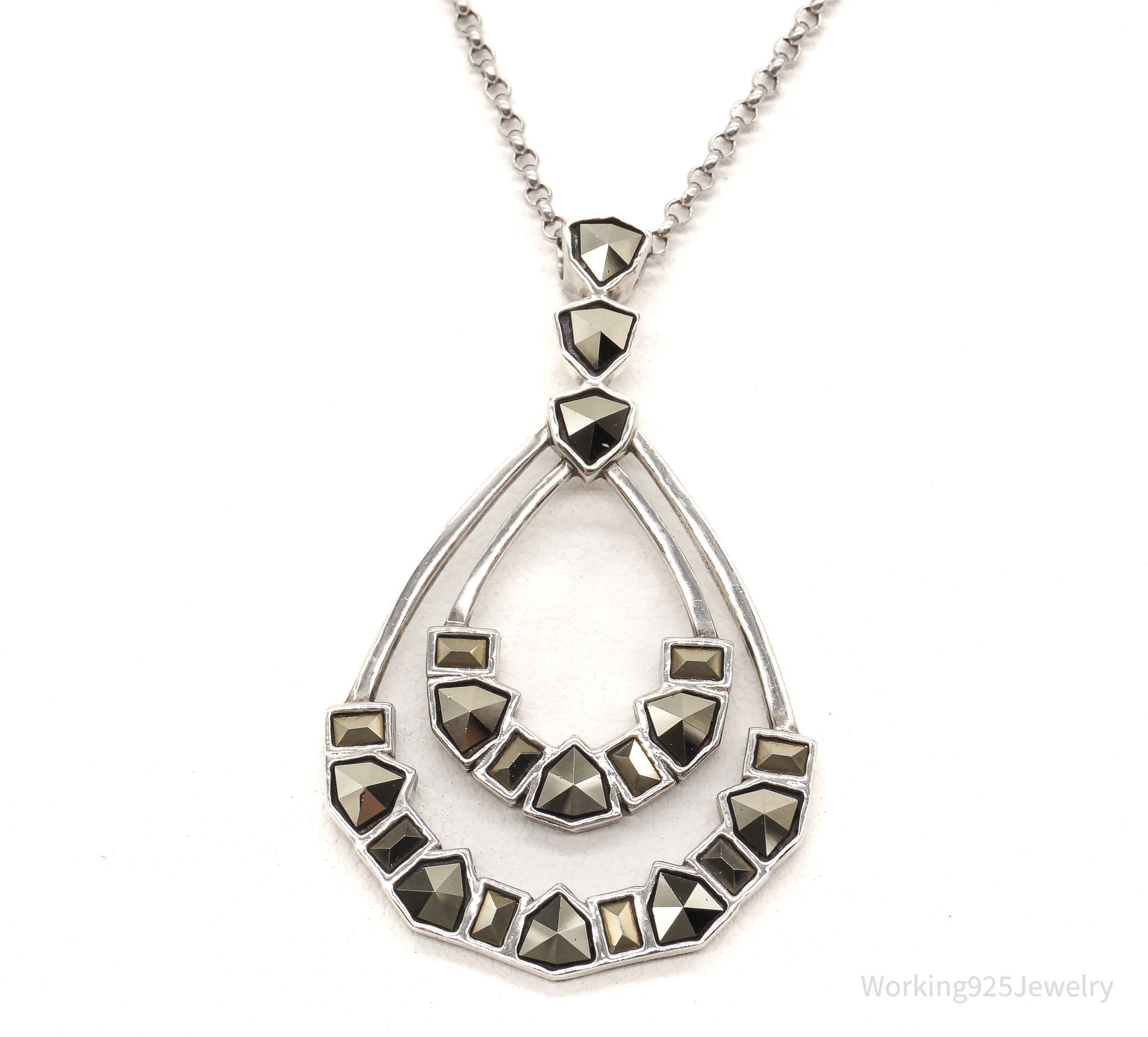 Vintage Designer Judith Jack Marcasite Sterling Silver Necklace | Jewelry > Necklaces > Pendants | Wiccan Center