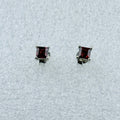 Sterling Silver Square Garnet Post Earrings Size 1 | Earrings | Wiccan Center