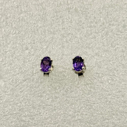 Sterling Silver Oval Amethyst Post Earrings Size 1 | Earrings | Wiccan Center