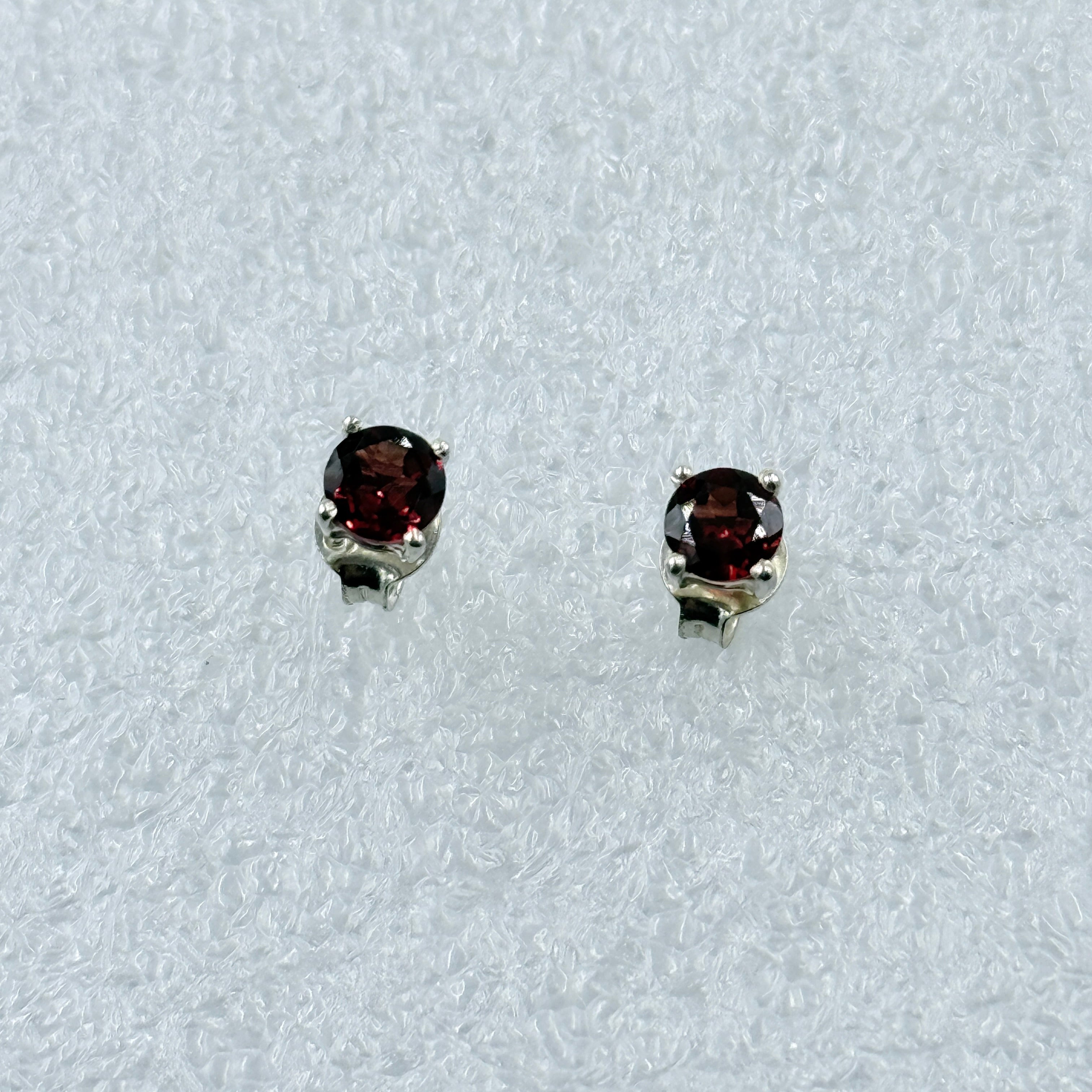 Sterling Silver Round Garnet Post Earrings Size 3 | Earrings | Wiccan Center