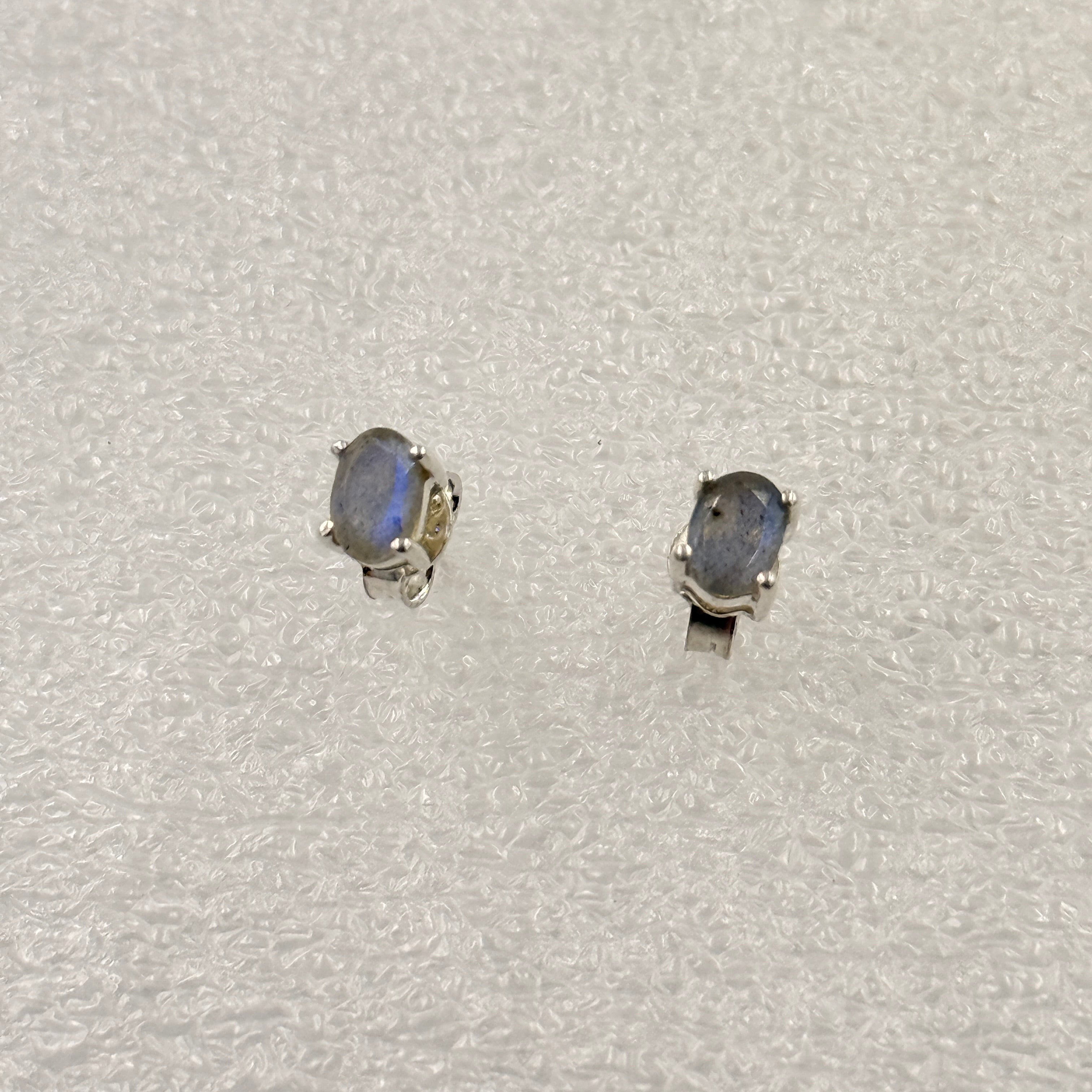 Sterling Silver Oval Labradorite Post Earrings Size 2 | Earrings | Wiccan Center