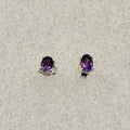 Sterling Silver Oval Amethyst Post Earrings Size 4 | Earrings | Wiccan Center