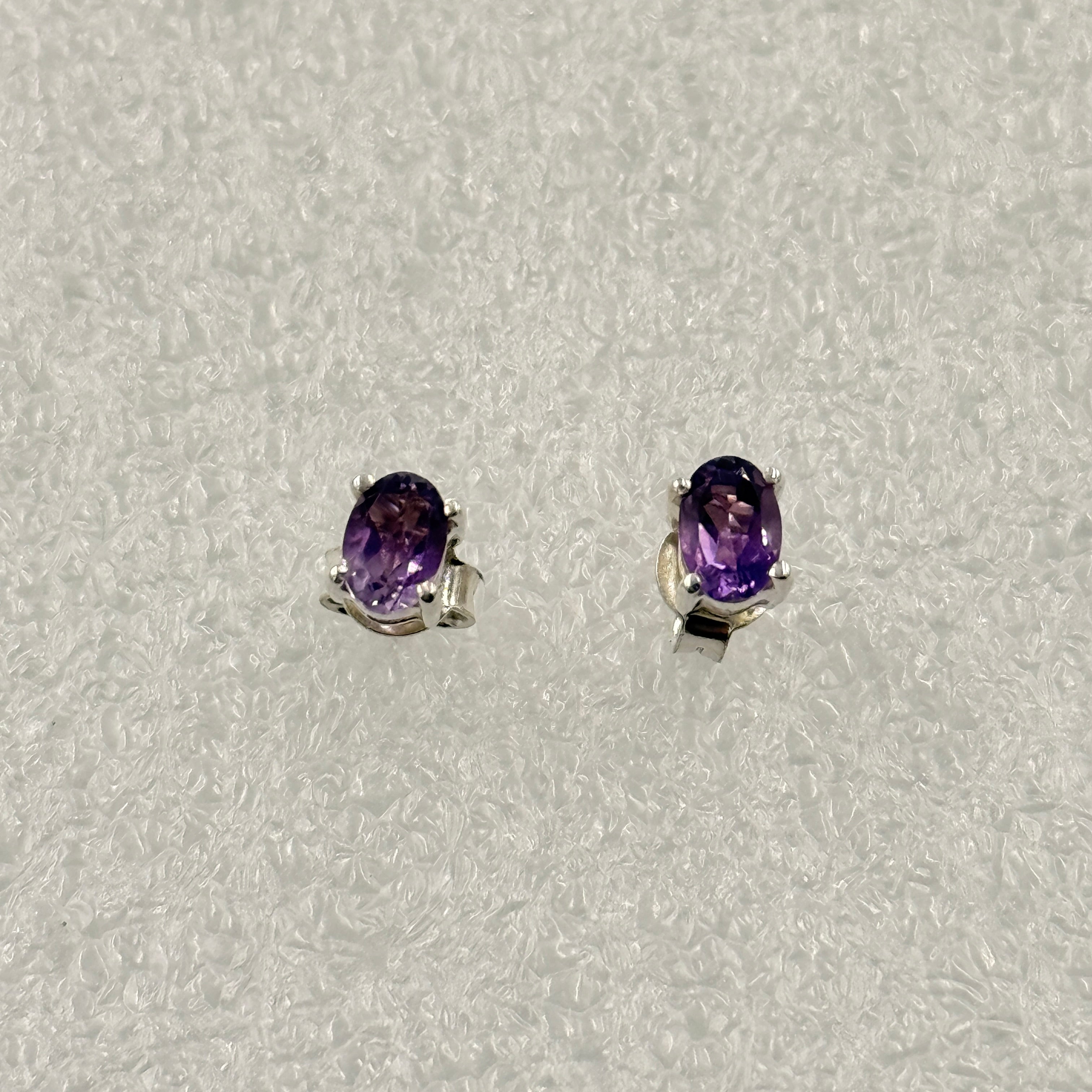 Sterling Silver Oval Amethyst Post Earrings Size 4 | Earrings | Wiccan Center