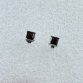 Sterling Silver Square Garnet Post Earrings Size 2 | Earrings | Wiccan Center