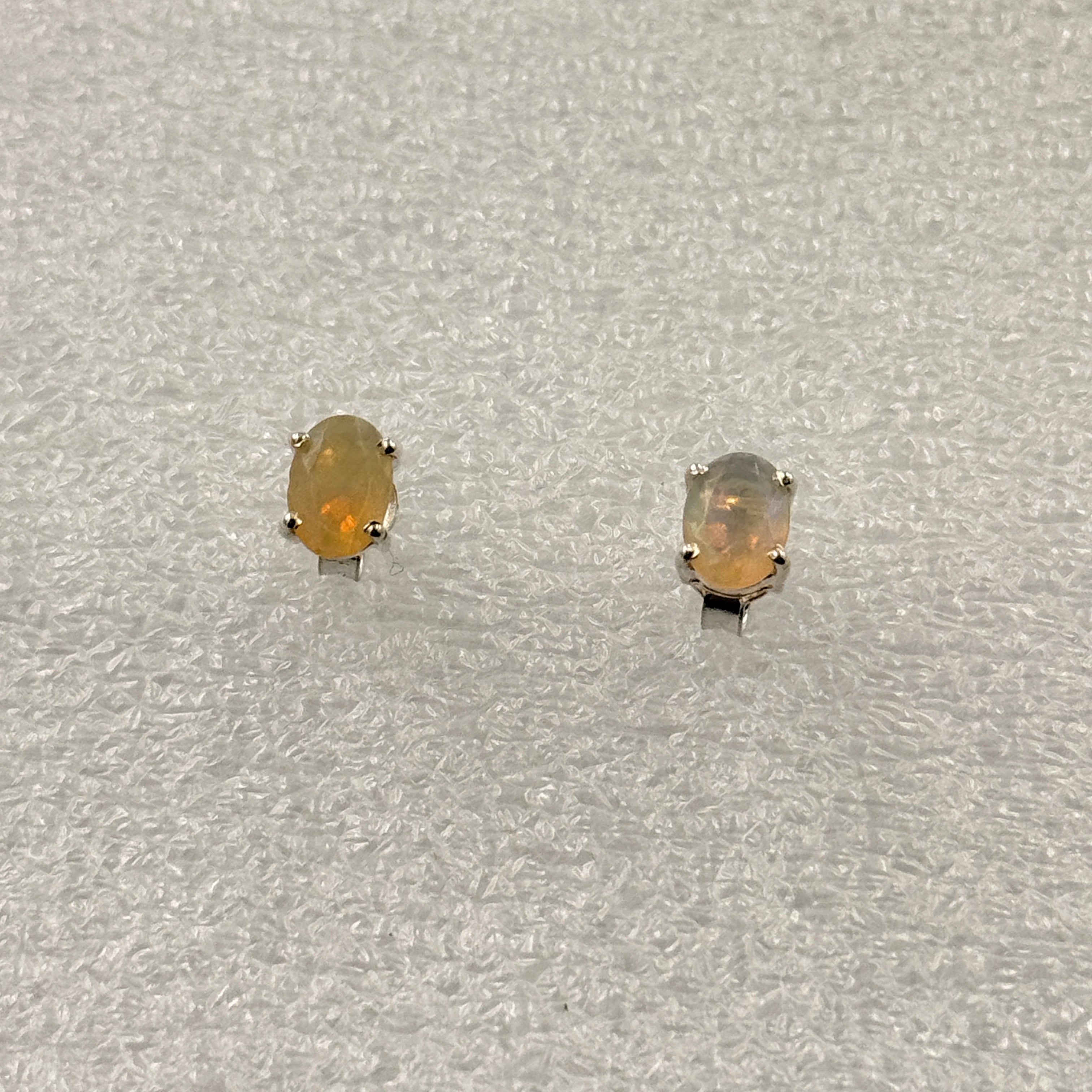 Sterling Silver Oval Ethiopian Opal Post Earrings Size 3 | Earrings | Wiccan Center