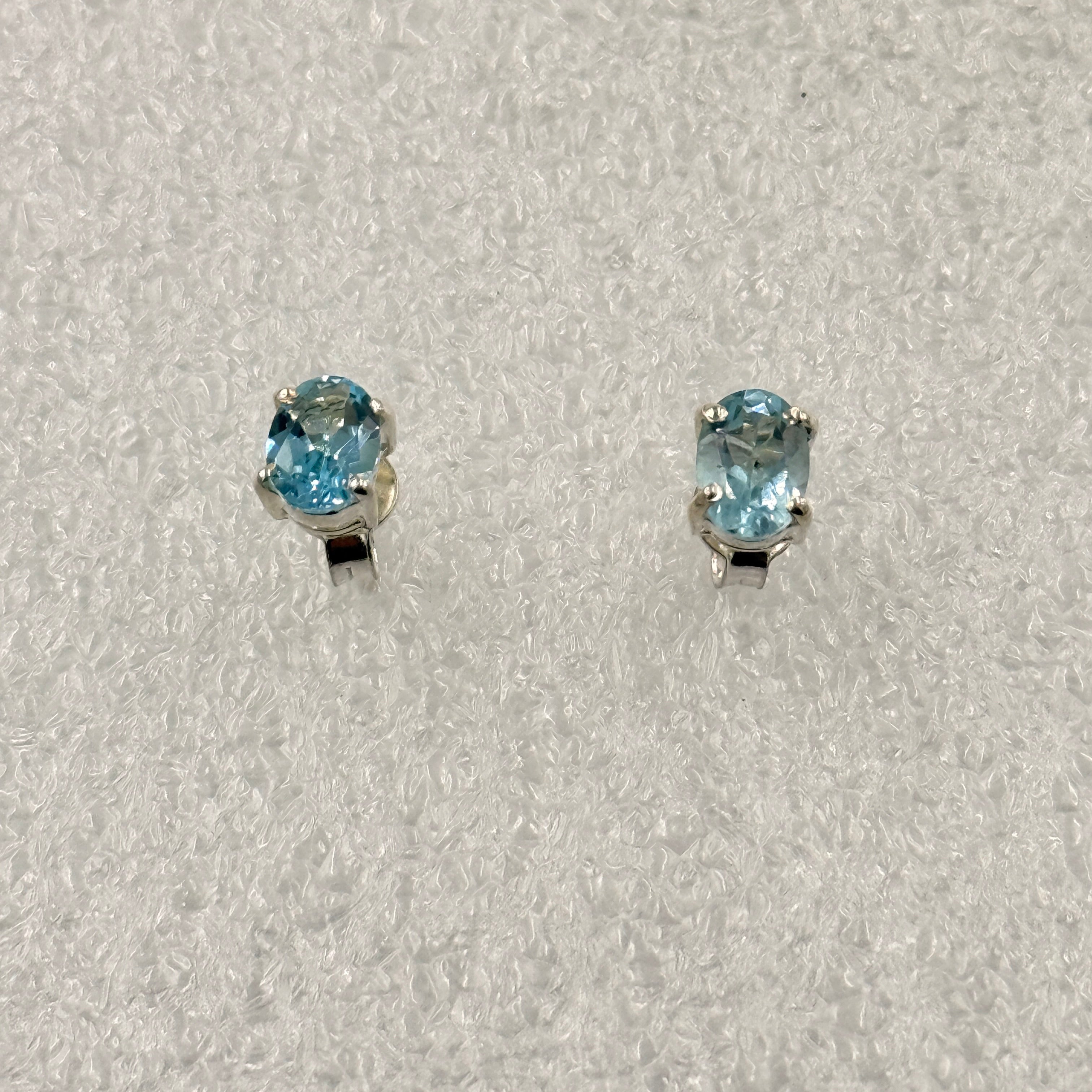 Sterling Silver Oval Aquamarine Post Earrings Size 2 | Earrings | Wiccan Center