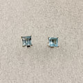 Sterling Silver Square Aquamarine Post Earrings Size 2 | Earrings | Wiccan Center