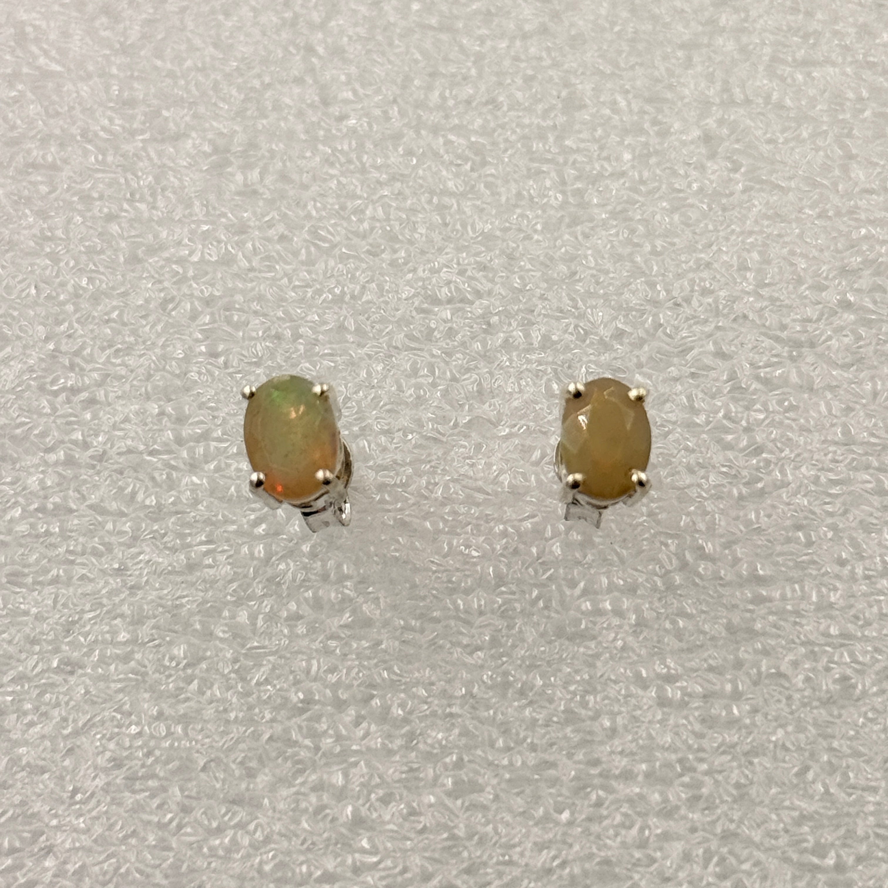 Sterling Silver Oval Ethiopian Opal Post Earrings Size 2 | Earrings | Wiccan Center