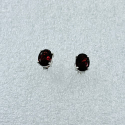 Sterling Silver Oval Garnet Post Earrings Size 2 | Earrings | Wiccan Center