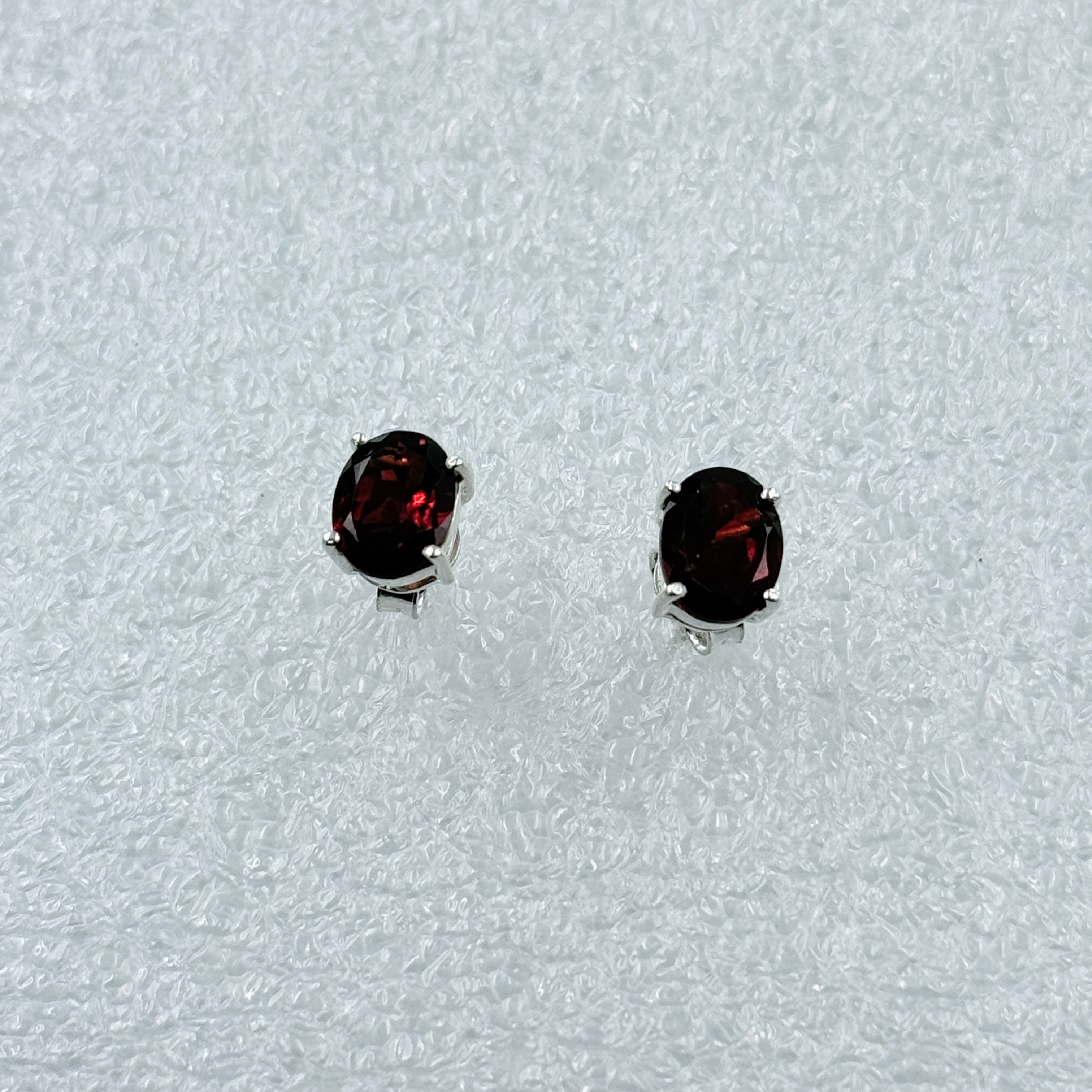 Sterling Silver Oval Garnet Post Earrings Size 2 | Earrings | Wiccan Center