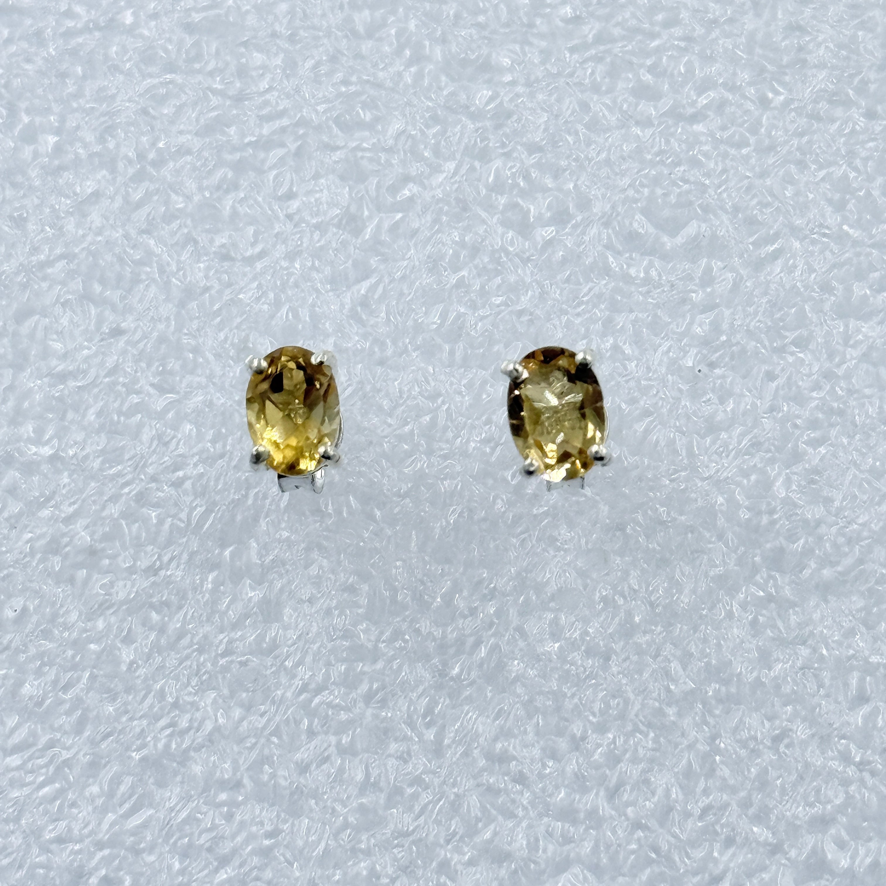 Sterling Silver Oval Citrine Post Earrings Size 2 | Earrings | Wiccan Center