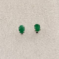 Sterling Silver Emerald Oval Post Earrings | Earrings | Wiccan Center