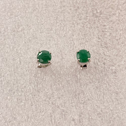 Sterling Silver Round Emerald Post Earrings Size 1 | Earrings | Wiccan Center