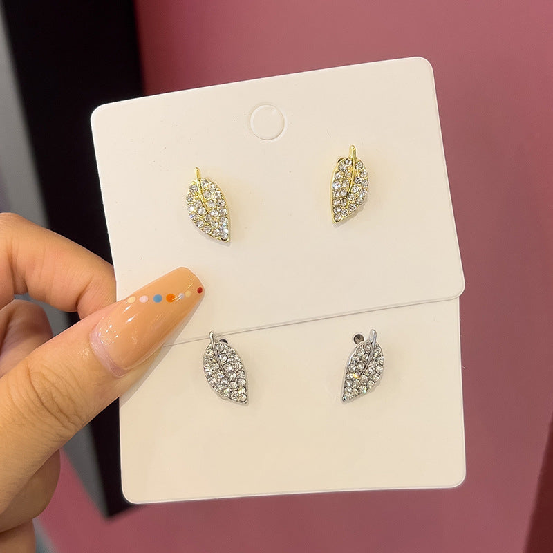 Crystal Rhinestone Leaf Earrings | Earring | Wiccan Center
