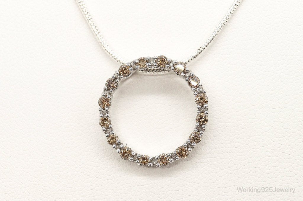 Designer JWBR White & Champagne Diamond Sterling Silver Necklace | Jewelry > Necklaces > Pendants | Wiccan Center