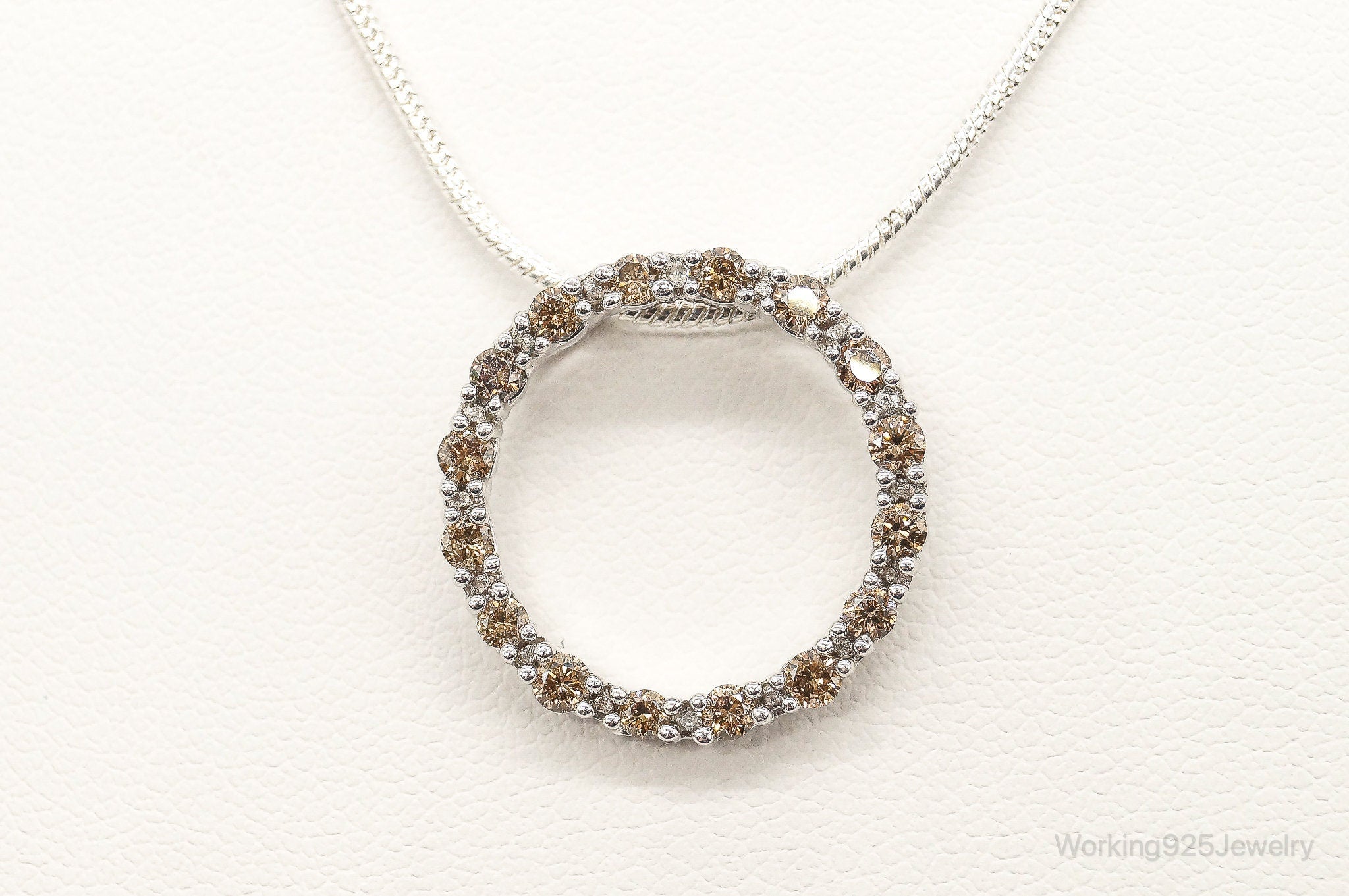 Designer JWBR White & Champagne Diamond Sterling Silver Necklace | Jewelry > Necklaces > Pendants | Wiccan Center