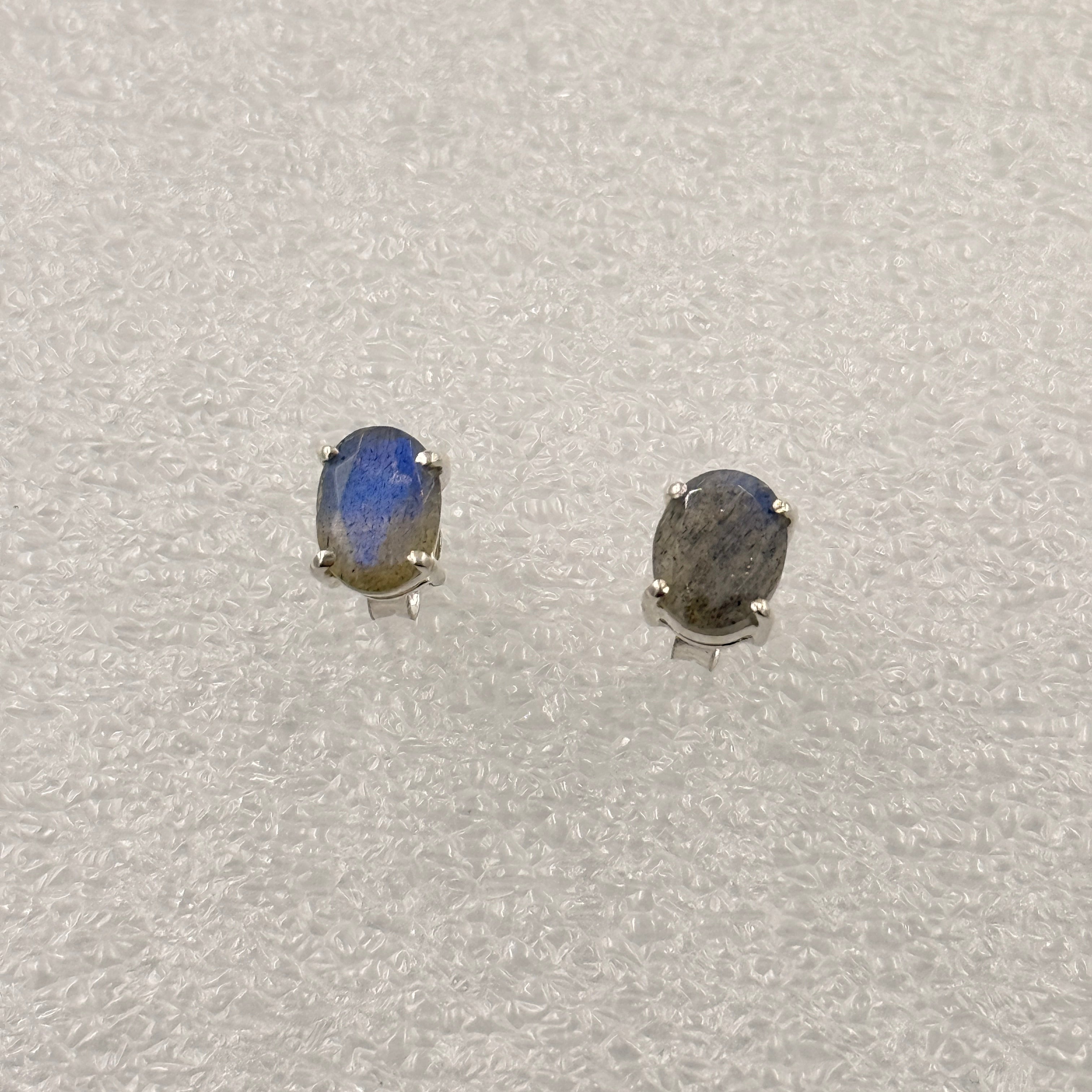 Sterling Silver Oval Labradorite Post Earrings Size 4 | Earrings | Wiccan Center