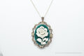 Vintage Carved Flower Dyed Fossil Sterling Silver Necklace | Jewelry > Necklaces > Pendants | Wiccan Center