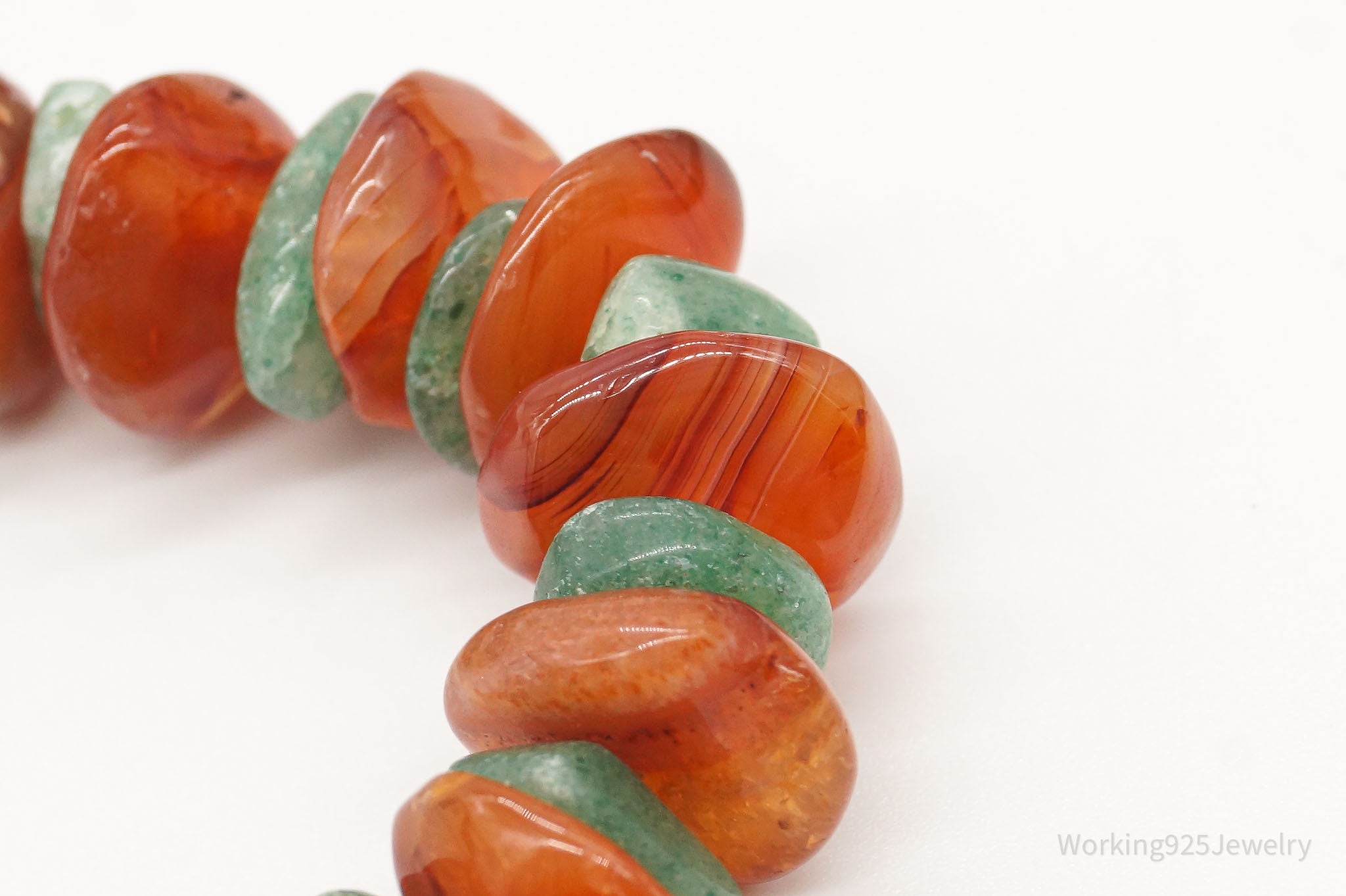 Chunky Vintage Aventurine Carnelian Beaded Necklace 30" | Jewelry > Necklaces > Pendants | Wiccan Center